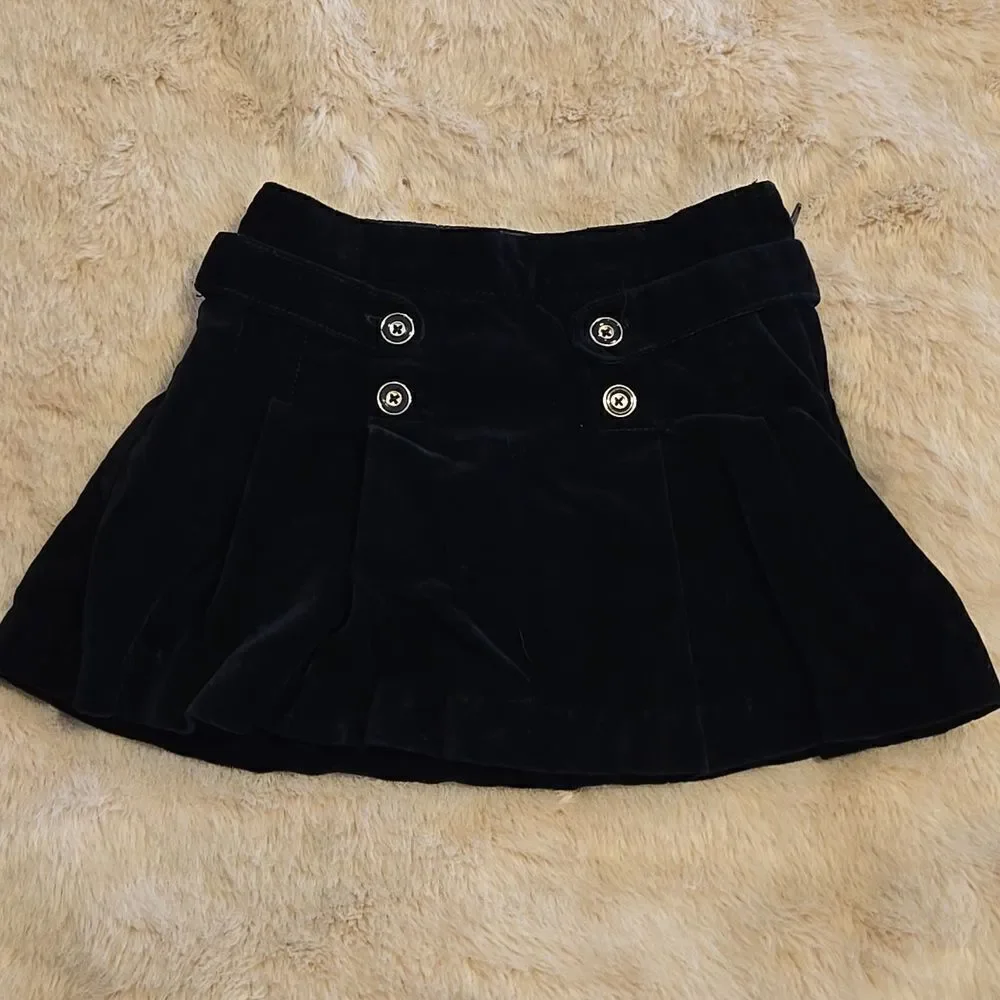 JANIE AND JACK BLACK VELVET PLEATED SKIRT, SIZE 12-18 MONTHS